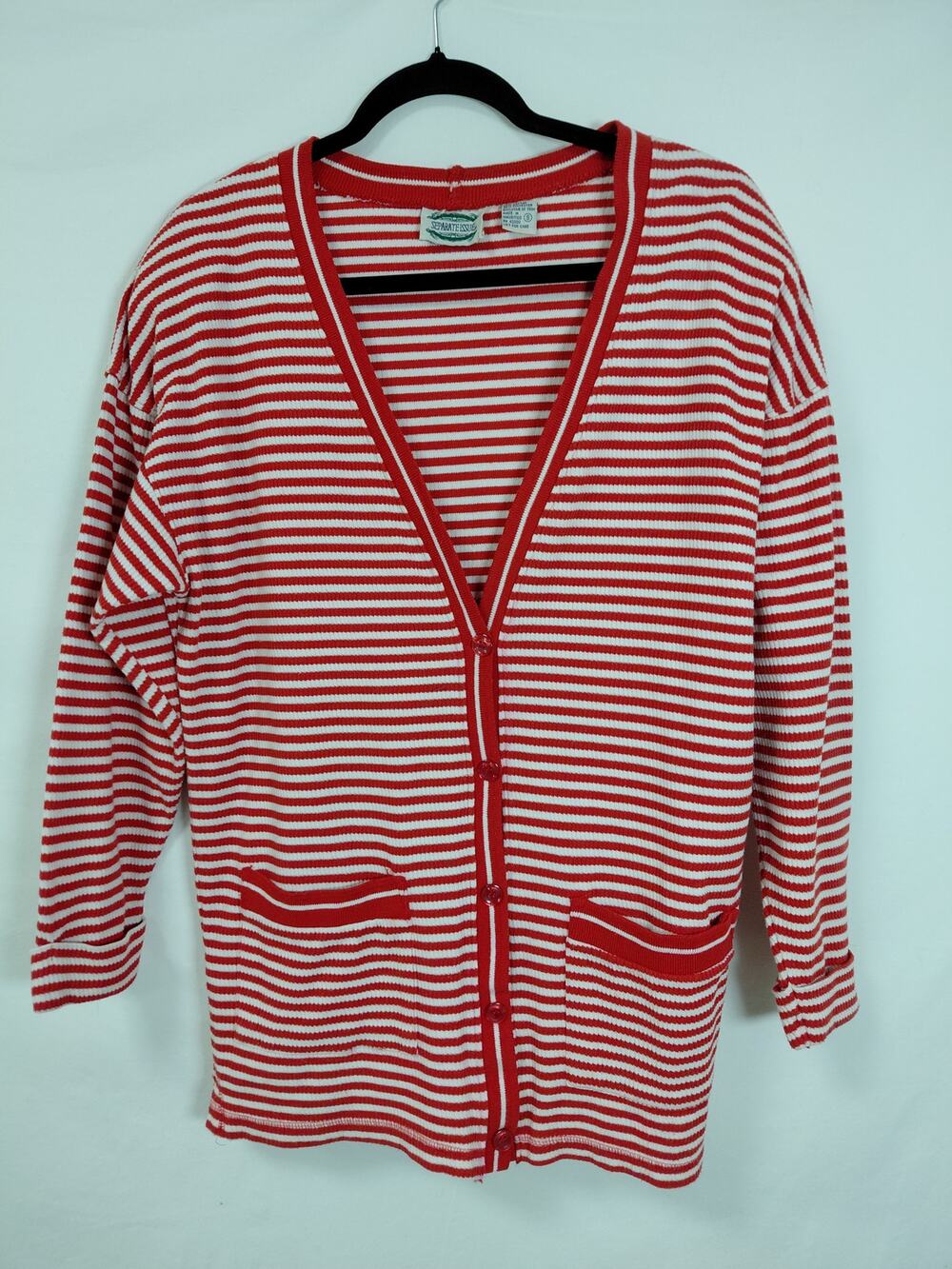 SEPARATE ISSUE Red White Striped  Knit Long Sleeve Women Size S